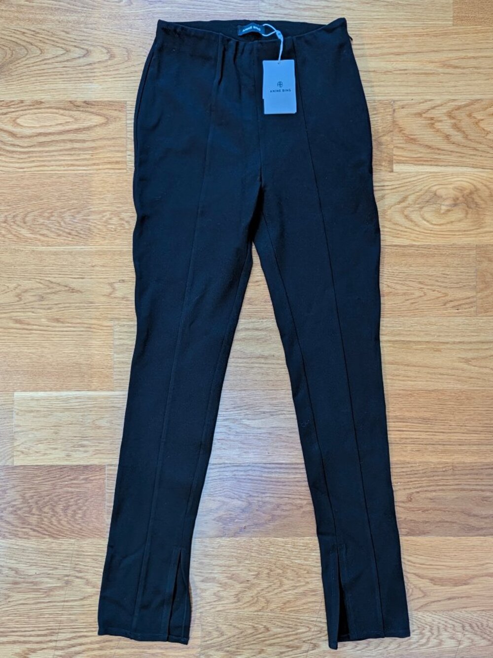 ANINE BING Max Pant Black Ponte Split Hem Size M NWT
